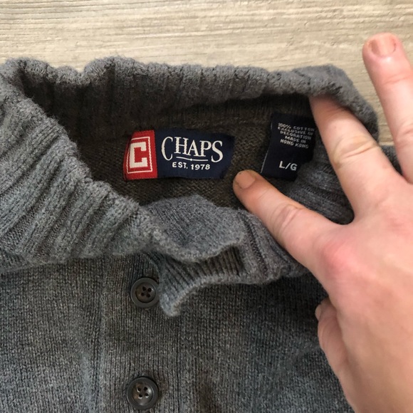 Chaps gray sweater with buttons size large, EUC - Picture 5 of 6
